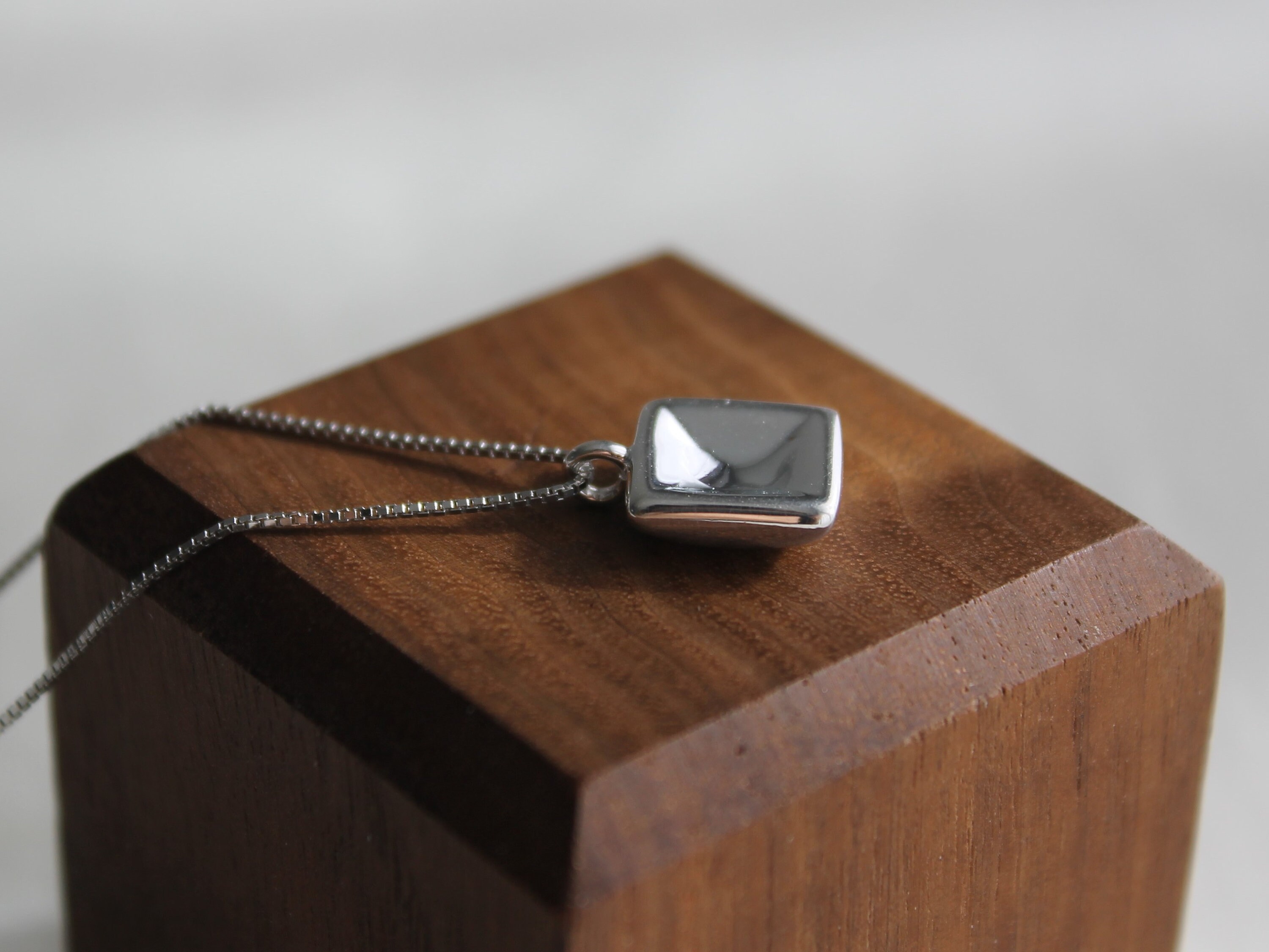 Sterling Silver Square Pendant Necklace Geometric Minimal Etsy UK