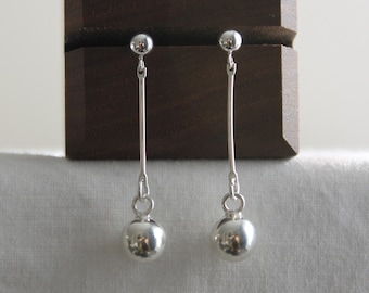 Sterling silver bar and ball earring Geometric earrings Gift