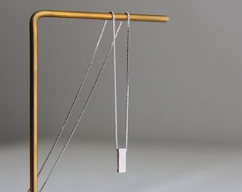 Sterling silver rectangle bar necklace Minimal Geometric necklace Gift