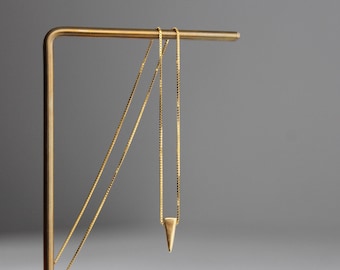 Gold plated over silver necklace with small triangle pendant Minimal Geometric necklace