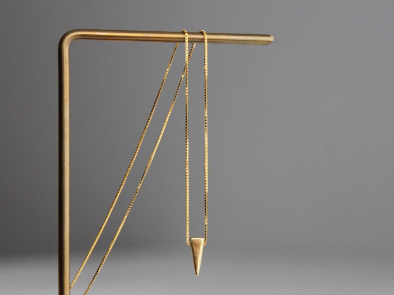 Gold plated over silver necklace with triangle pendant Minimal Geometric necklace Gift image 1