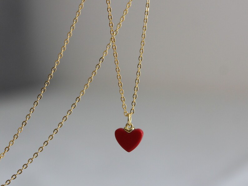 Small Red Heart Pendant With Gold Plated Over Sterling Silver Etsy