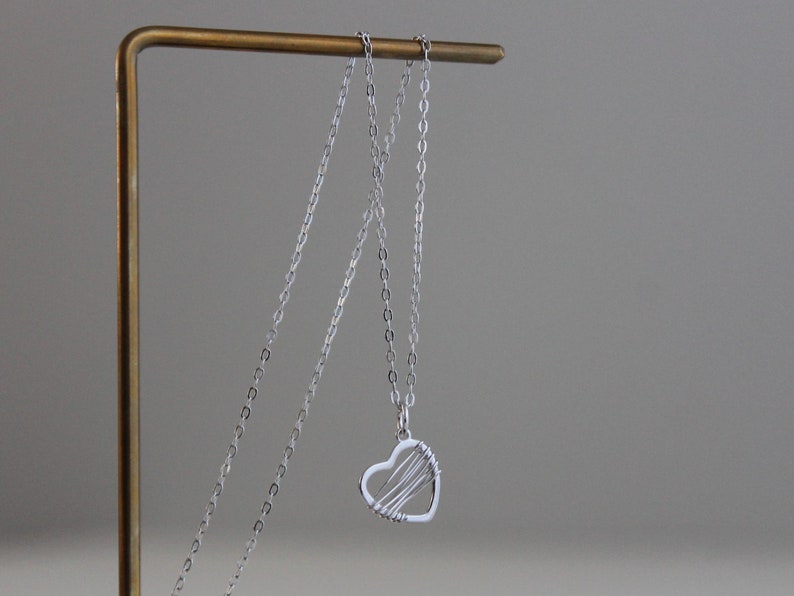 Sterling Silver Heart Pendant Necklace Dainty Necklace Etsy UK