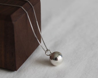 Sterling silver ball necklace Geometric minimal necklace Classic essential necklace Gift