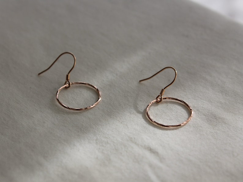 Rose Gold Plated Over Silver Small Hoop Earrings Dainty Etsy UK