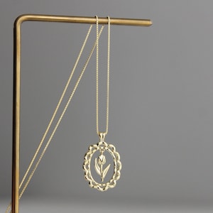 Gold plated over silver rose necklace Dainty elegant necklace Gift for her