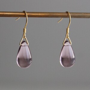 Light plum purple teardrop earrings Minimal Classic earrings Gift image 4