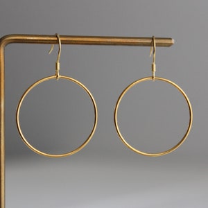 Gold plated over silver hoop earrings Circle earrings Modern Minimal Geometric earrings Gift