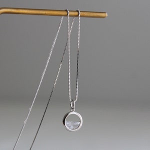Sterling silver circle pendant with clear zircon necklace Dainty necklace Minimal necklace Gift for her