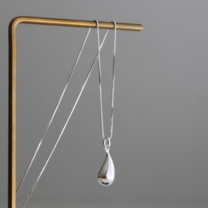 Sterling silver necklace with waterdrop pendant Minimal geometric necklace Gift