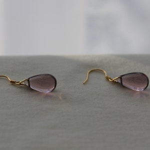 Light plum purple teardrop earrings Minimal Classic earrings Gift image 8