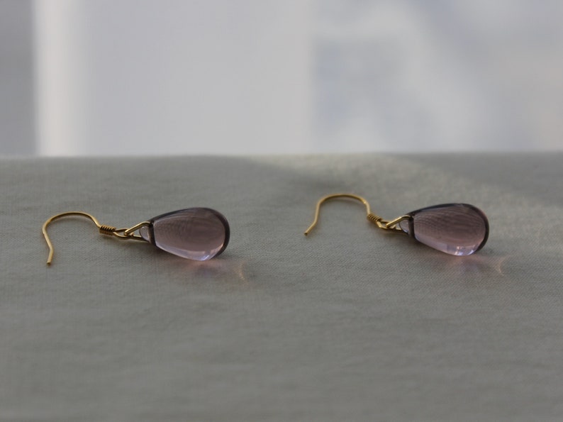 Light plum purple teardrop earrings Minimal Classic earrings Gift image 8