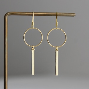 gold plated over silver hoop and bar earrings Geometric earrings