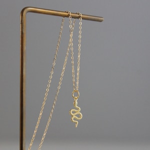 Gold plated over sterling silver snake pendant necklace Dainty necklace Gift