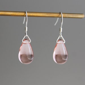 Blush pink teardrop earrings Minimal Classic earrings Gift