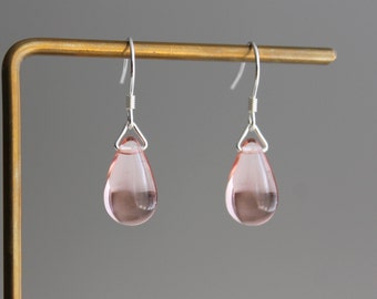 Blush pink teardrop earrings Minimal Classic earrings Gift