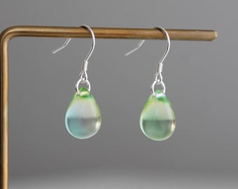 Sterling silver green blue yellow multi tone teardrop earrings