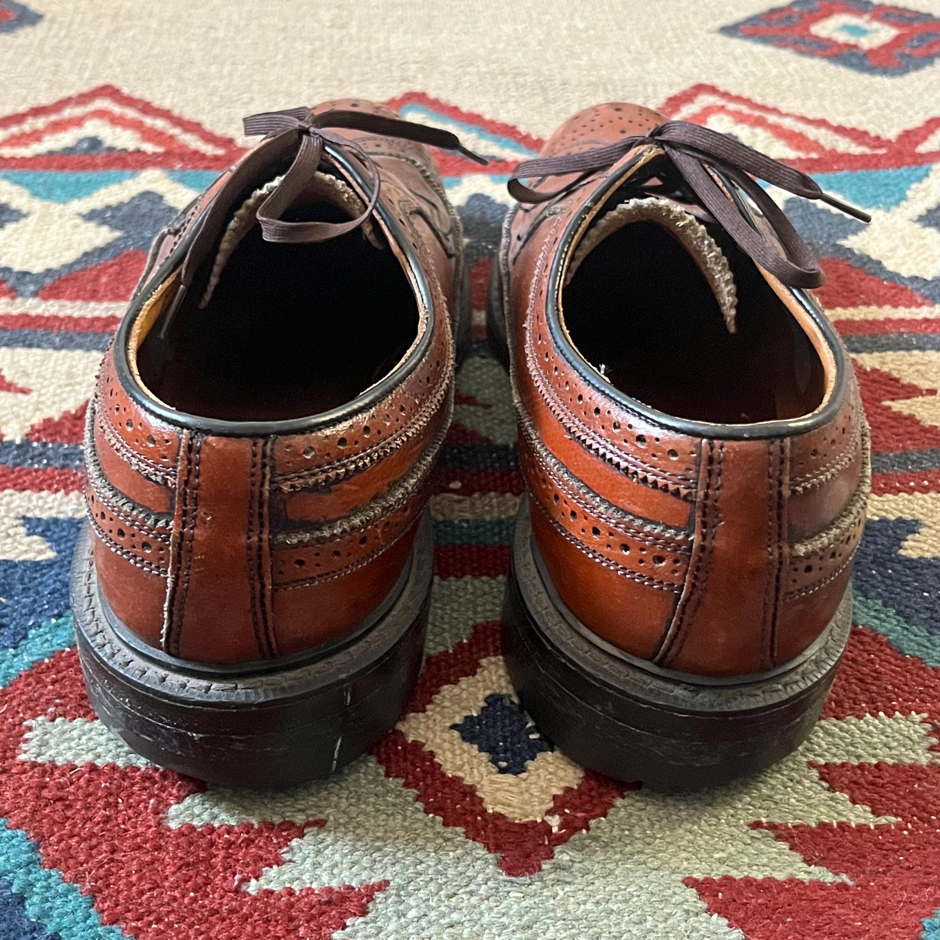 Vintage 70s Brown Leather Wingtip Dress Shoes Mens 8.5 C  display picture 1