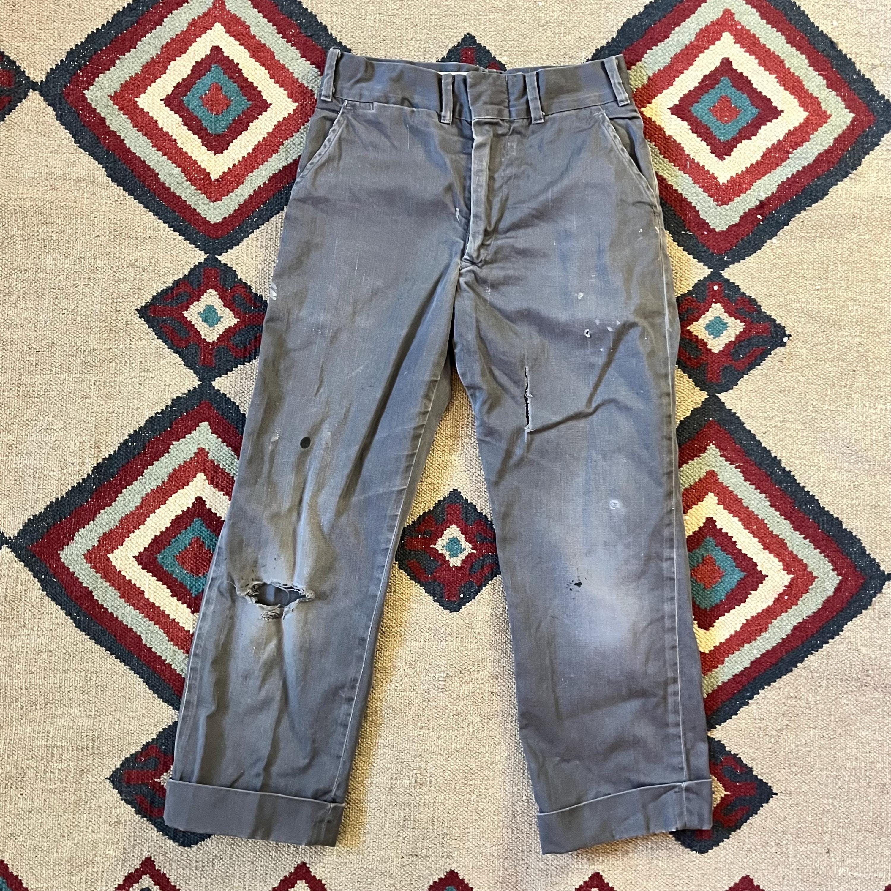 【60s〜】EURO VINTAGE faded work pants 襤褸 34W) 1960's KIDUR Faded cotton work trousers French work