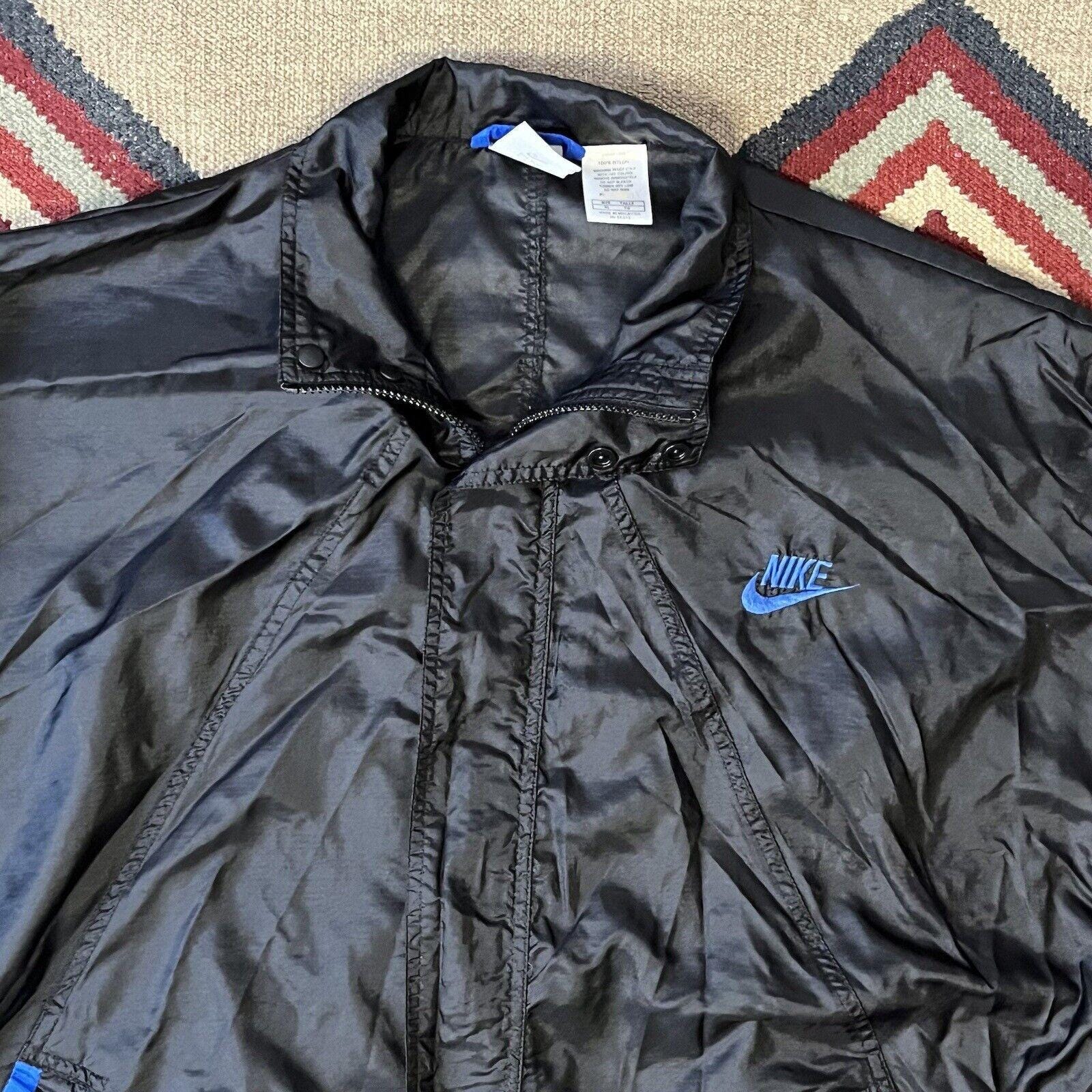 Vintage 90s Nike Zip Jacket | Mens XL Black Nylon Vintage 90s Nike Zip Jacket | Mens XL Black Nylon