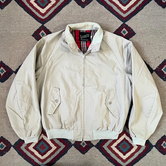 ジャケット・アウター OLD Harrington Jacket Made in England Vintage English Squire Harrington Jacket Mens Large Beige