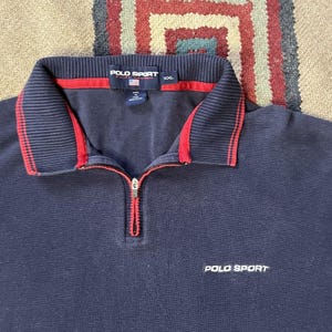 1990s Polo Sport Ralph Lauren Polo Shirt | Vintage Mens 2XL Zip Collar Pullover
