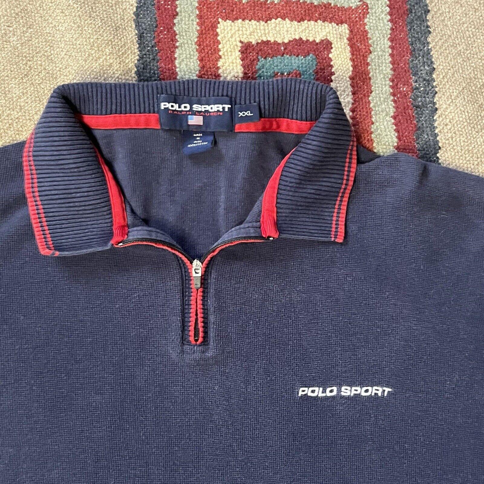1990s Polo Sport Ralph Lauren Polo Shirt | Vintage Mens 2XL Zip
