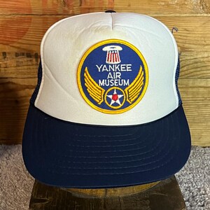 Boné Trucker Snapback do Museu Aéreo Yankee dos anos 90 | Boné de malha militar vintage