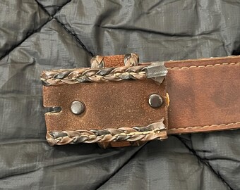 Vintage 70s Braided Brown Suede Leather Belt | Mens 34 - Etsy display picture 3