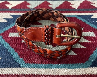 Coach Braided Leather Belt in British Brown Size 41” Coach 3850 British Tan Leather Belt Mens 40 Brass Buckle  main image 4