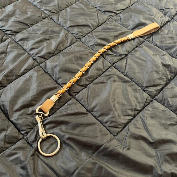 1970s Braided Brown Leather Wallet Chain | Vintage NOS New