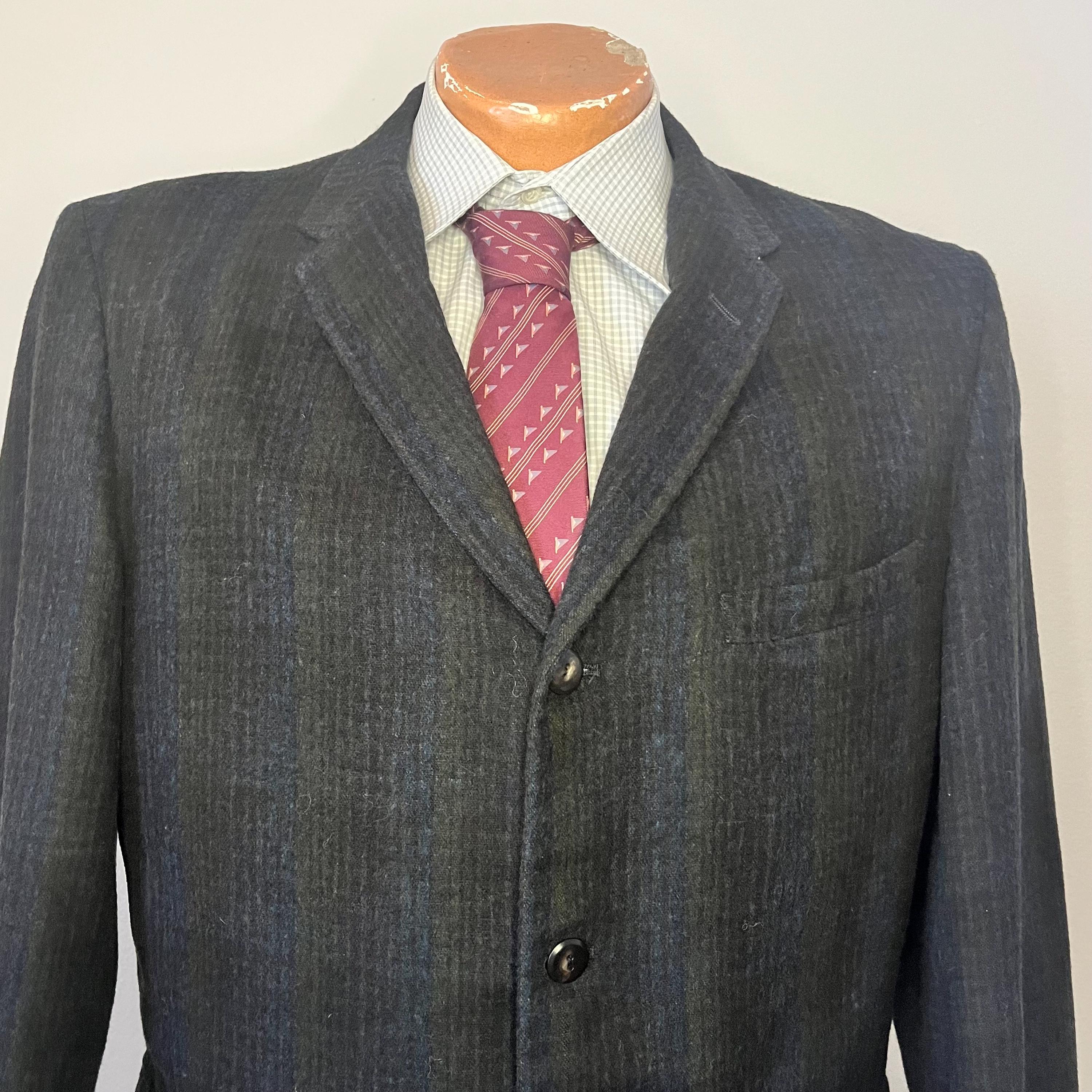 1950s Campus Three Button Shadow Plaid Wool Sportcoat | Vintage 