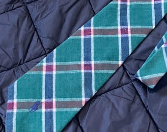1990s Polo Ralph Lauren Green Plaid Cotton Flannel Tie | Vintage USA Made Necktie