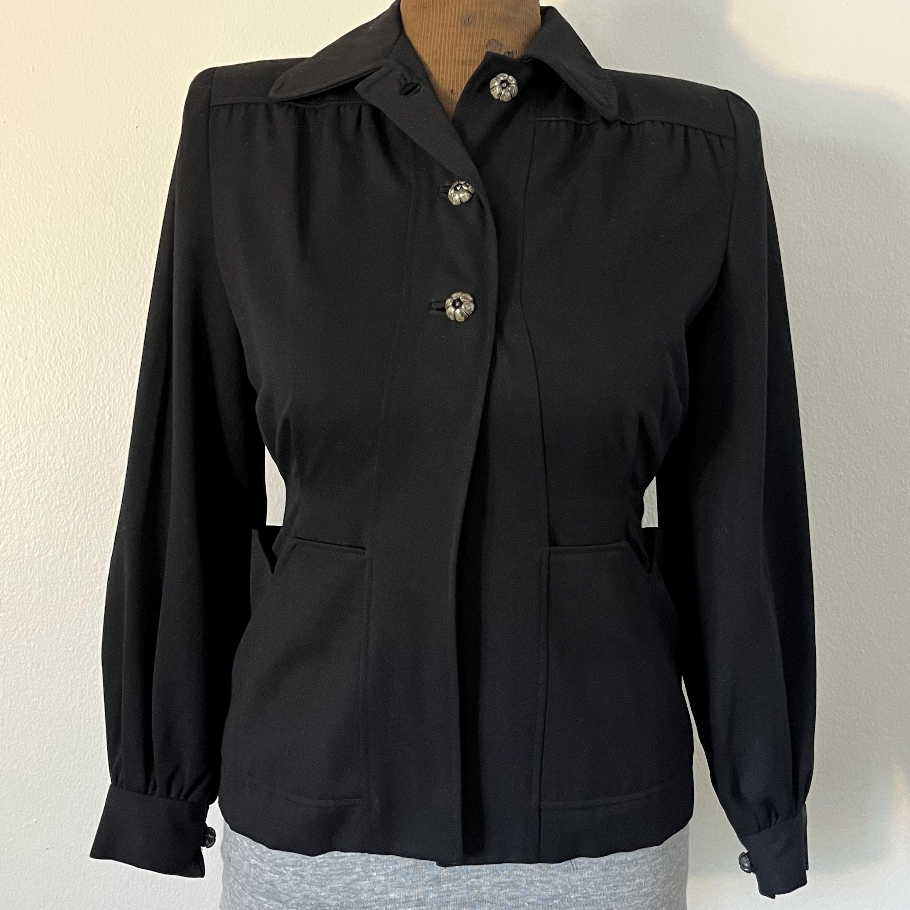 トップス 50s black rayon wool gabardine shirt 50s black rayon wool gabardine shirt