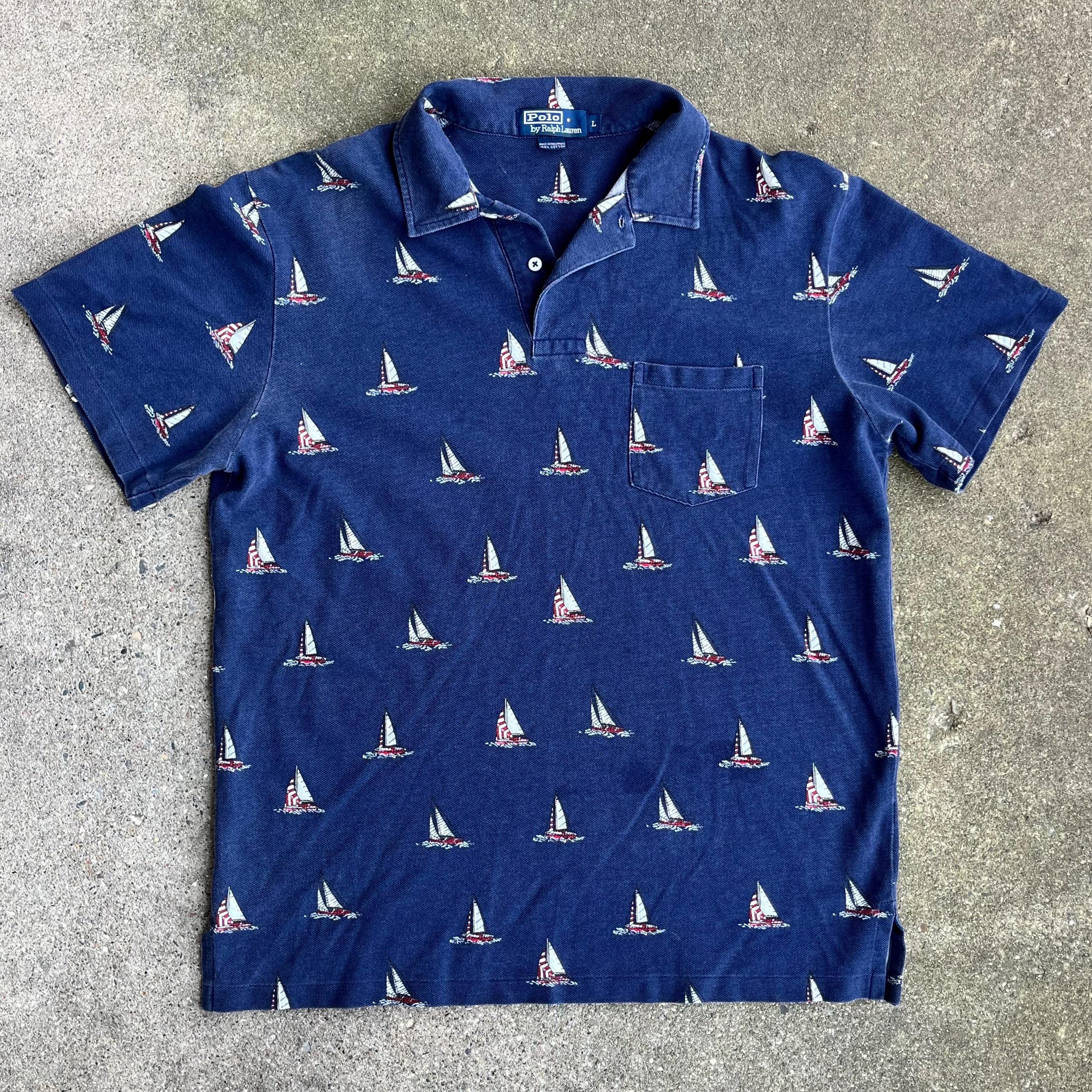 Vintage 90s Polo Ralph Lauren Sailboat Polo Shirt Mens Large