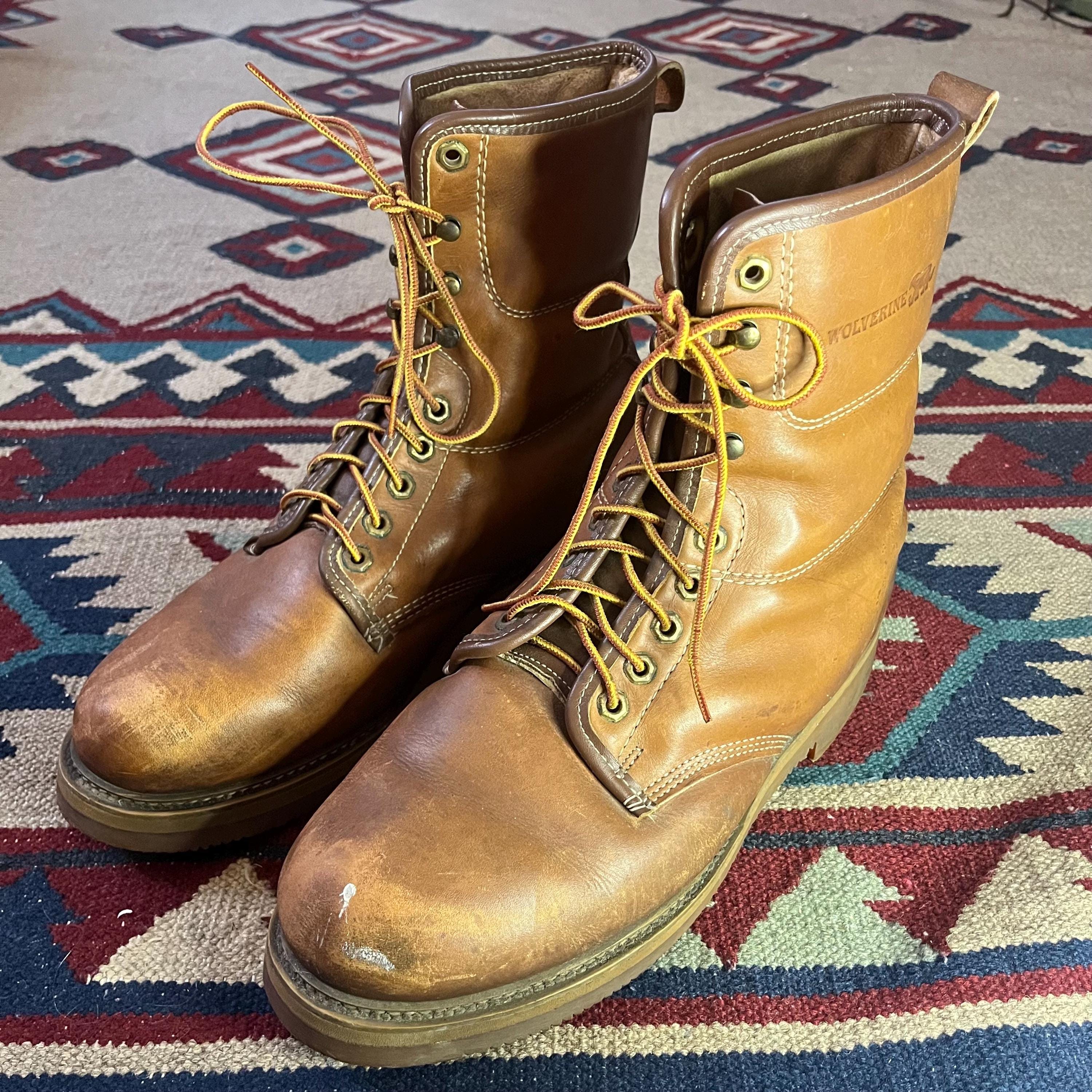 Vintage Wolverine Logger Boots 10 E Men’s Lace Up Leather Boots Re-colored Red Mens Logger Boots - Etsy main image 4