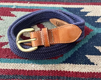 Lands’ End Leather and Canvas Belt Lands End Black Canvas Belt Brown Leather Ends Sz 36 1-3/8  main image 2