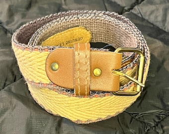 Vintage 1980s Canvas Leather Belt | Preppy Style Size 34 