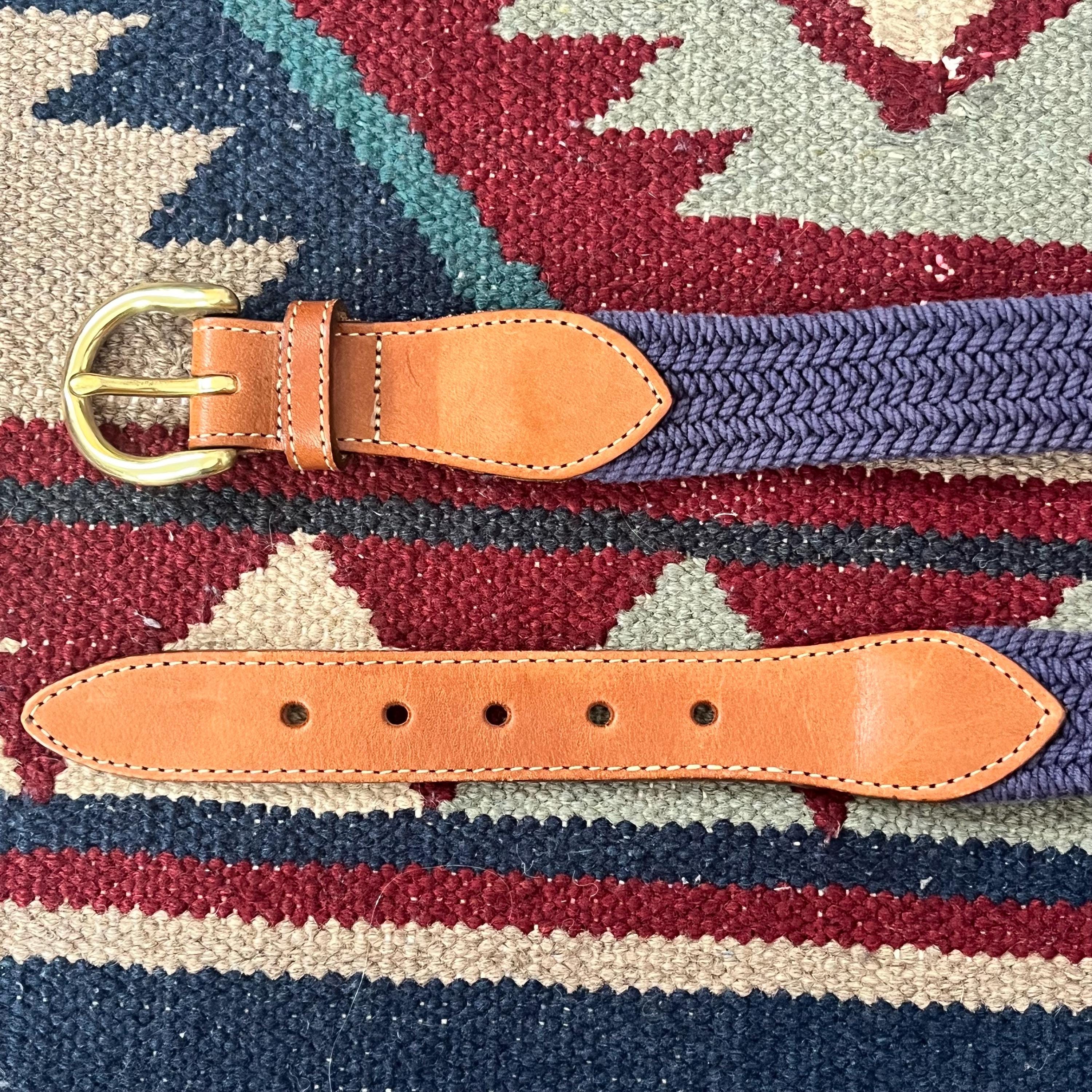 Vintage 90\'s Land\'s End Deep Blue Leather Belt with Solid Brass Buckle Leather Tailored Vintage Belts for sale | eBay main image 3