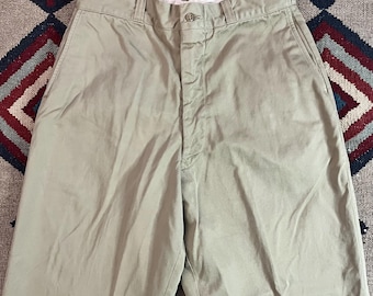 1960s US Army Military Cotton Twill Khaki Work Pants | Vintage