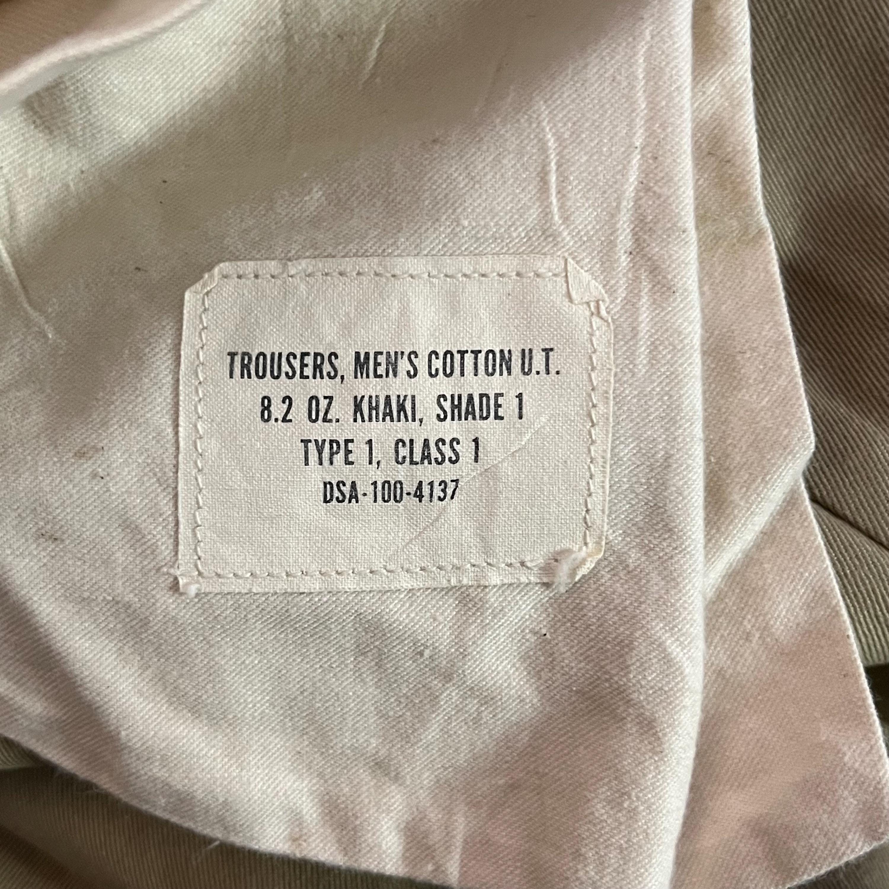 1960s US Army Military Cotton Twill Khaki Work Pants | Vintage