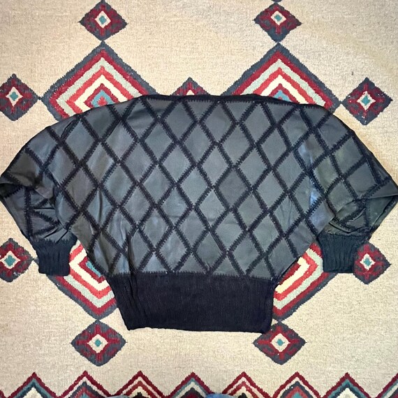 1990s Angel Leather Crochet Patchwork Dolman Slee… - image 9