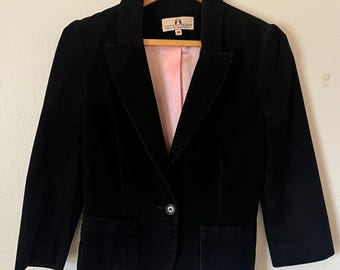 Chaqueta blazer de pana Juicy Couture Jeans / Blazer vintage Y2K para mujer, talla mediana, negro, fabricado en EE. UU.