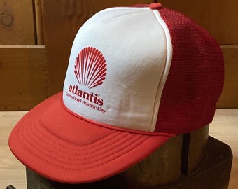 1990s Atlantis Hotel SnapBack Trucker Hat |  Vintage Adult Mens Mesh Cap