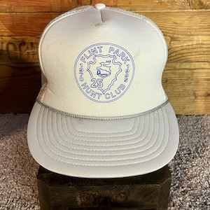 Boné Trucker Snapback Flint Michigan Hunt Club dos anos 90 | Boné de malha vintage