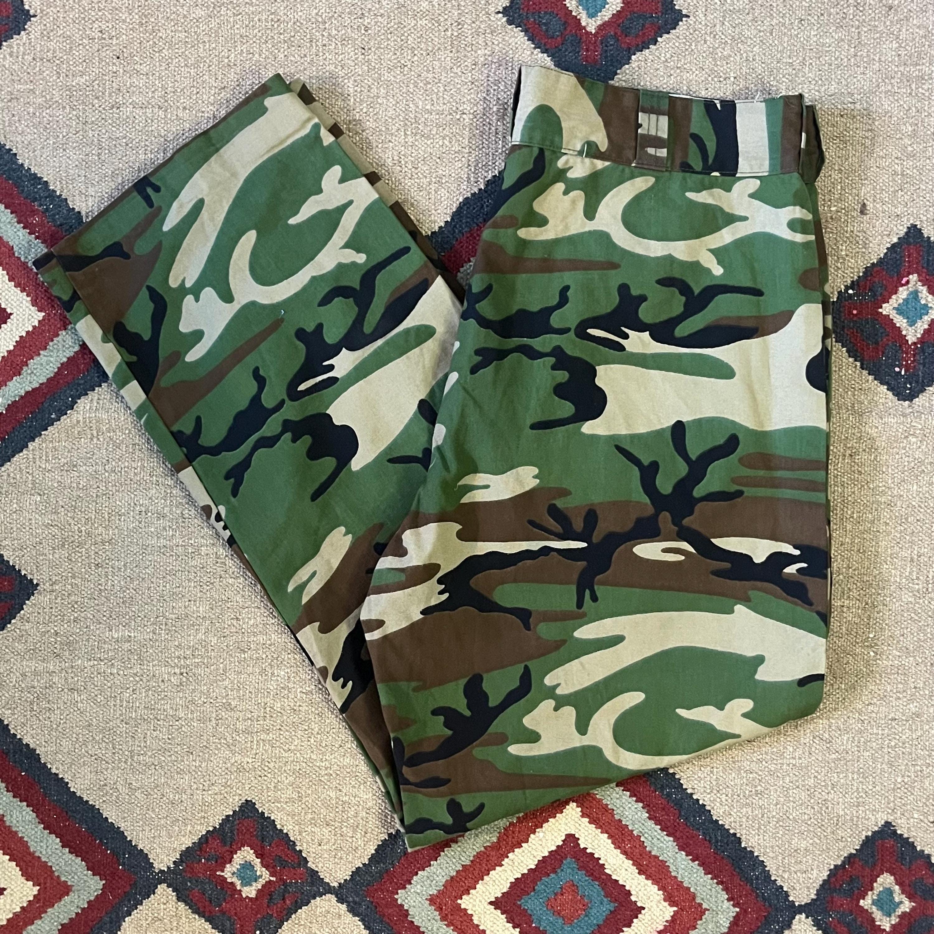 1980s Woodland Camouflage Bakers Pants | Vintage Mens 34x30