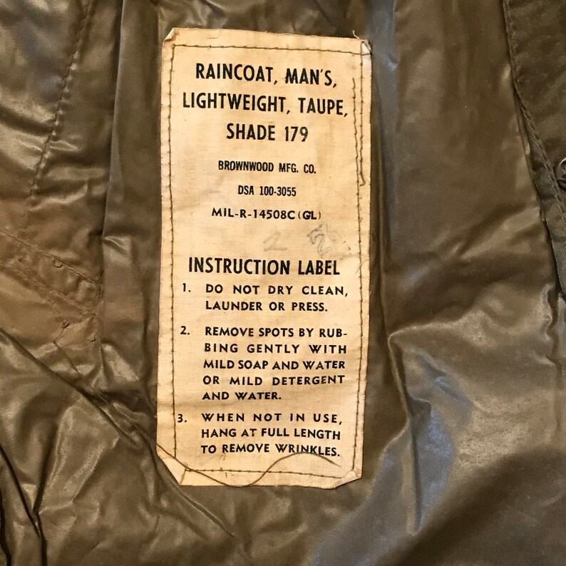 Mens 36 Long Jacket Vintage 60s Vietnam US Military Nylon Rain Trench Coat