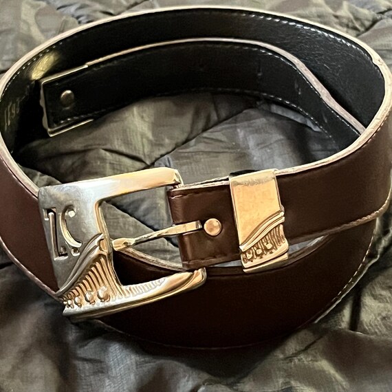 Vintage 90s Z Cavaricci Faux Brown Leather Belt Womens 25-26  display picture 2