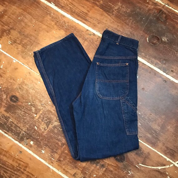 Vintage 50s Carpenter Jeans | 28x32 Dark Denim Far