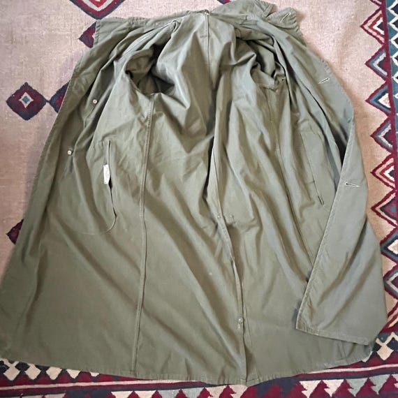 US Military Style Faded Olive Green Cotton Trench Rain Coat 